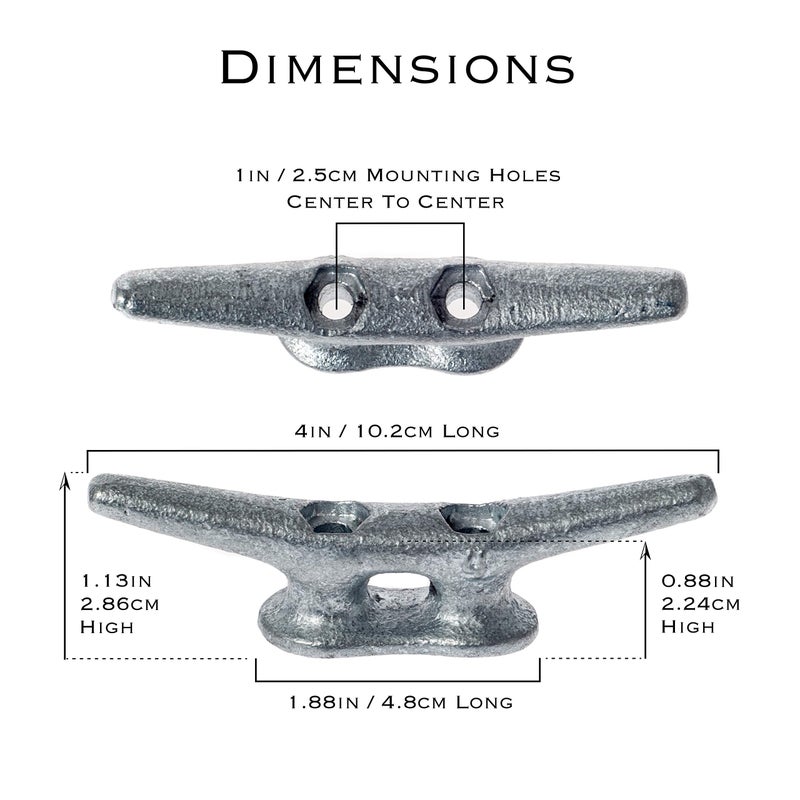 ZUJARA 4 inch Dock Cleats, 10-Pack Galvanized Iron Boat Cleat for Marine or Decorative Applications - Image 2